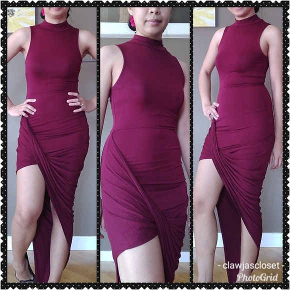 Dresses & Skirts - Asymmetrical Drape Hi-Lo Dress